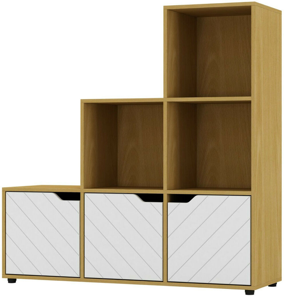 17 Stories Berrak 90.5 cm H x 89 cm W Step Bookcase Beech/White