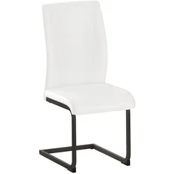 OKWISH Esszimmerstuhl Set 2er Kunstleder Weiß+Schwarz 99x44x45 cm mit ergonomischer Rückenlehne, stabilem Metallgestell, modernem Design