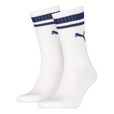 Socken PUMA "PUMA UNISEX HERITAGE CREW SOCK", Gr. 43-46, Sockengröße, weiß (weiß, blau), Baumwollmischung, normal, Socken Socken, Komfort-Passform, gepolsterte Sohle
