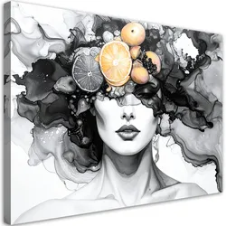 LEINWANDBILD Frau mit Früchten auf dem Kopf 60x40cm