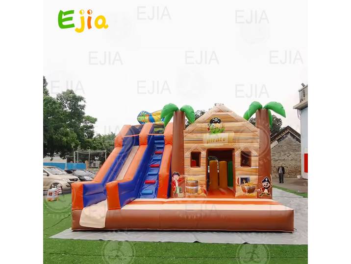 Grande maison gonflable commerciale de rebond de Jungle de Pirate de 17 pieds avec la maison gonflable de château de saut de glissière pour la fête extérieure des enfants