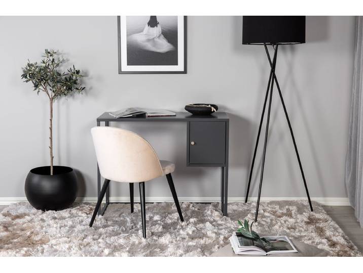 Schreibtisch Maru - modernes Design mit praktisch integriertem Seitenschrank - Grau - Luxusbetten24