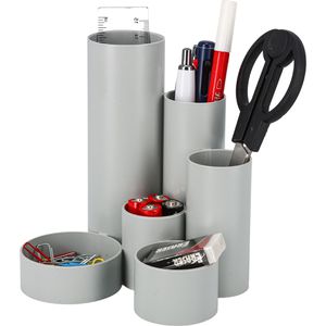 M&M Stiftehalter Schreibtisch-Boy, Recycling-Kunststoff, 6 Fächer, grau