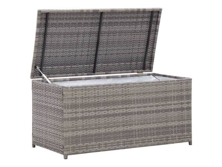 Fur© Malle de rangement - Pouf Coffre Tabouret de Rangement Coffre de jardin Classique Résine tressée 100x50x50 cm Gris 47084