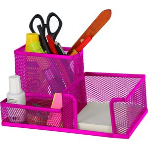TipTop-Office Schreibtisch-Organizer TTO 408579, Metall, 3 Fächer, pink