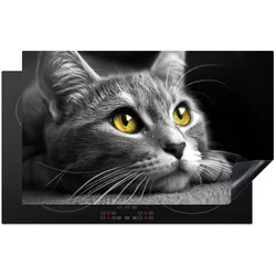 HERDABDECKPLATTE Katze - Grau - Tiere - Katze Ceranfeldabdeckung 85x52 cm