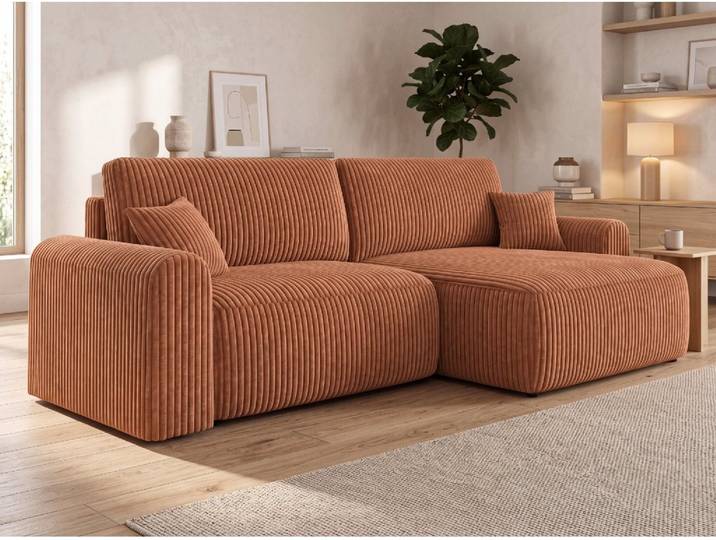 Angebot Umklappbares beidseitiges Ecksofa in L-Form NORDEN TILIA 250x140 cm, terrakotta II. Qualität