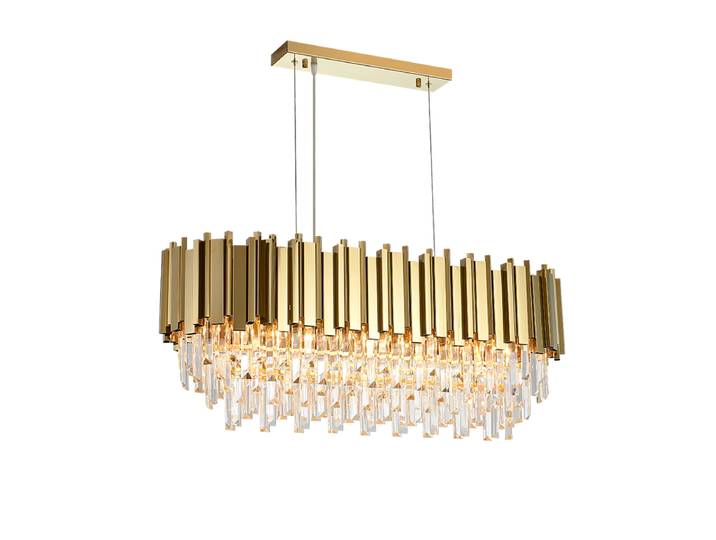 Postmodern doré Art déco en acier inoxydable lustre en cristal éclairage Lustre lampes suspendues marbre pour lampes de salle à manger