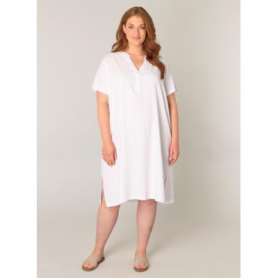 Tunikakleid BASE LEVEL CURVY "Yacinthe", Damen, Gr. 44, N-Gr, weiß (natural weiß), Web, Obermaterial: 55% Leinen, 45% Viskose, gerade knielang, Serafino, Kleider, Große Größen