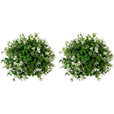 Kunstkranz CREATIV GREEN "Eukalypthushalbkugel", grün (grün, weiß), H:18cm Ø:25cm, Kunststoff, Kunstpflanzen