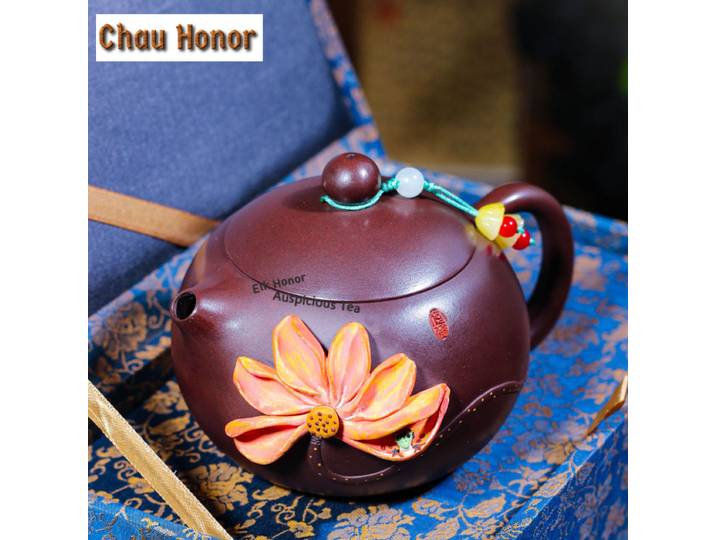 Théières en argile violette de Yixing de 350 ml, fabriquées à la main par des artistes, pot Lotus Xishi, argile brute, boue violette, bouilloire à thé, ensemble de thé Zisha, artisanat