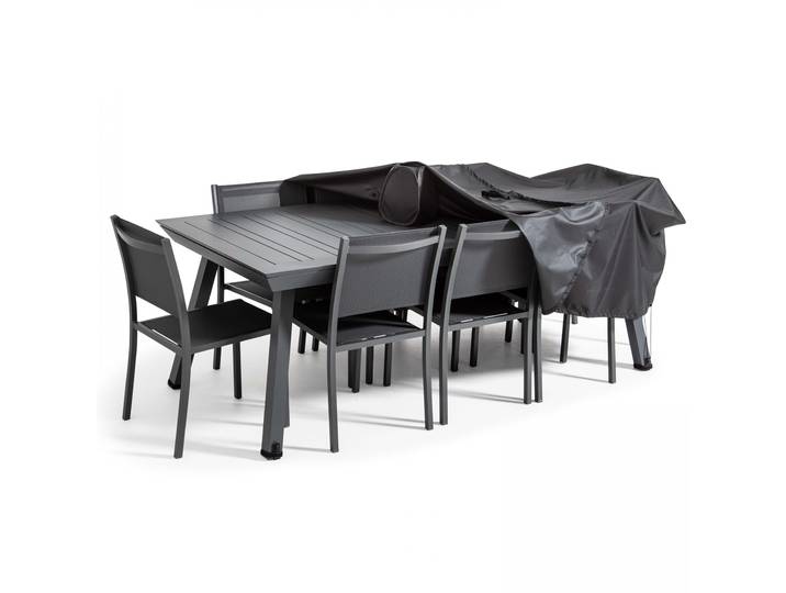 Oviala - Housse de table de jardin noire 310x130x60 cm