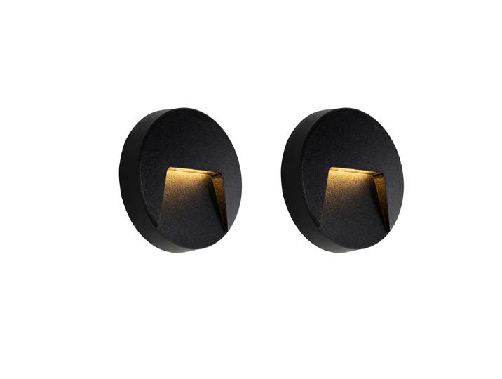 Lot de 2 appliques murales extérieures rondes noires avec LED