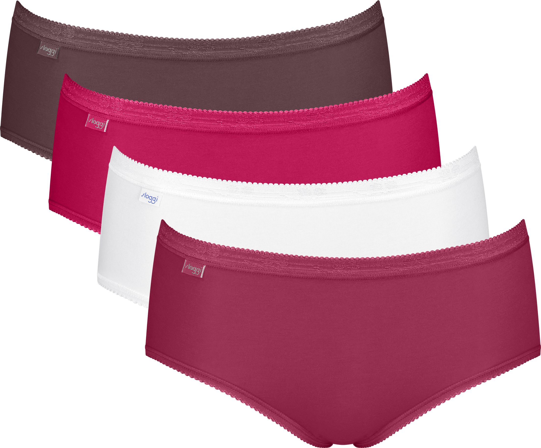 Midislip SLOGGI "Basic+ Midi", Damen, Gr. 40, bunt (braun combination), Single Jersey, Obermaterial: 95% Baumwolle, 5% Elasthan, figurbetont, Unterhosen Midislip, perfekter Sitz, besonders weiche Nähte, Multipack braun combination 40