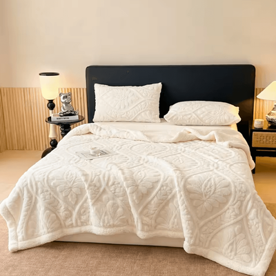 Inspire Curations Jacquard Double Layer Plush Winter Blanket white 120x200cm