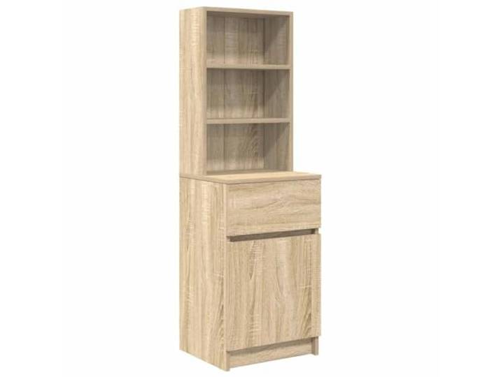 LMTYOENFG Nachttisch Hoher Beistellschrank 39x35x125 cm Sonoma-Eiche Vielseitig im Schlafzimmer: Hohe Nachtkommode mit Schublade, zwei offenen Fächern und flexibel montierbarer Tür.