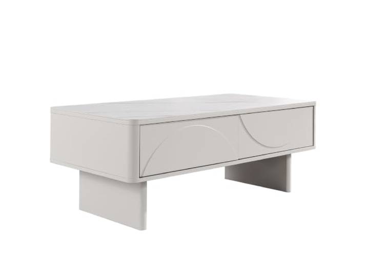 Riess Ambiente Couchtisch Savoy 120cm - weiß - Keramik Als Beistelltisch nutzbar, individuelle Maserung, minimalistischer Stil, natürliche Optik, Schubladen, 30 kg Belastbarkeit