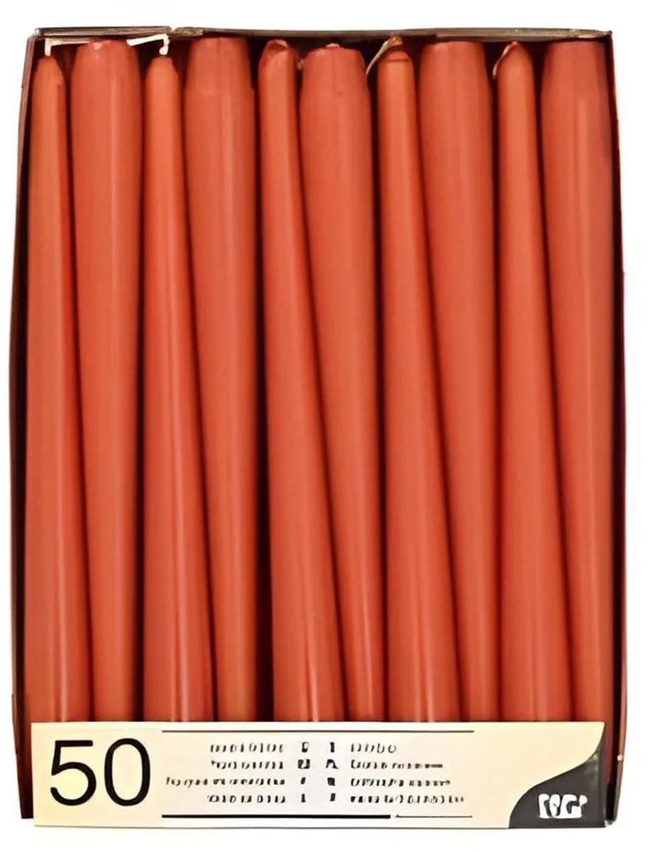 Omgoods Set van 50 Rustkleurige Taper Kaarsen