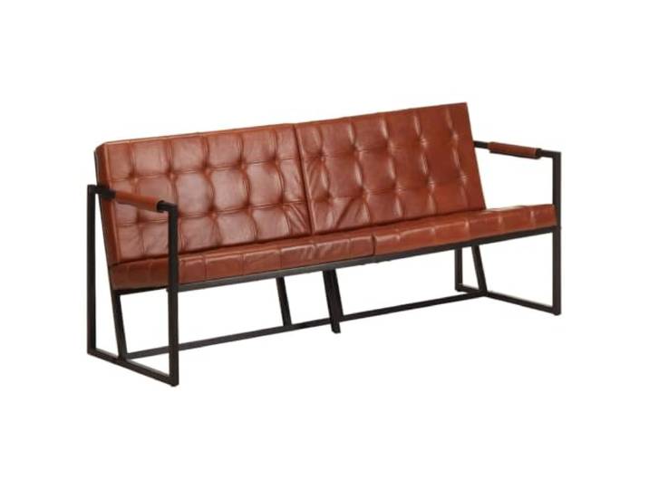 HEFZGDB 3-Sitzer Sofa Braun Echtes Ziegenleder Vintage Wohnzimmer Couch mit Stahlbeinen Lederbezug Strapazierfähig Polsterung Stabilität Komfort Sitzmöbel