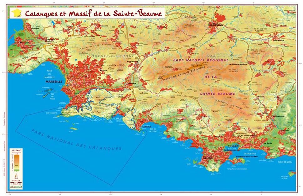 Geo Relief  - Les Calanques et le Massif De La Sainte-Beaume - Carte 3D