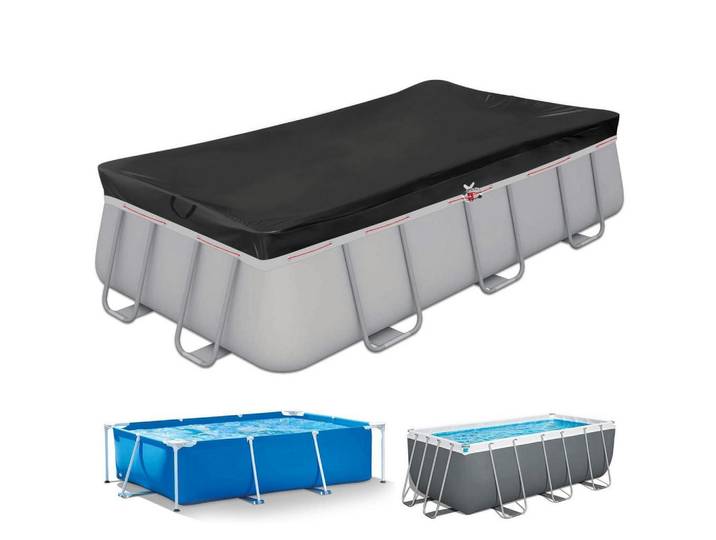 Poolabdeckung Rechteckig 305 x 205 cm 420D Oxford Reißfest Sommer & Winter, Schwarz, 205x305 cm, Freizeit & Co, Pools & Wasserspaß, Poolzubehör, Poolabdeckung