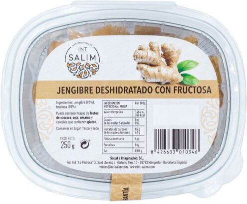 INT-SALIM Jengibre Deshidratado Endulzado con Fructosa 250 gr