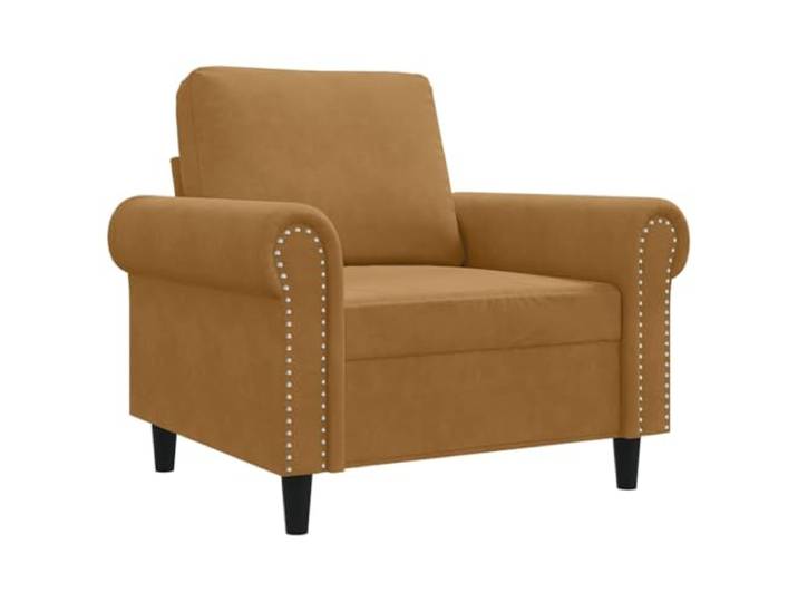 GHVBNMF Sessel Samt Braun Polstersessel Metallgestell 60cm Sitzbreite Bequemer Einzelsofa Relaxsessel mit dicker Polsterung und Armlehnen für Wohnzimmer Schlafzimmer und Leseecke