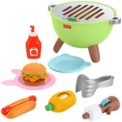 Fisher-Price Camping-Freunde Grill-Spielset, Grillspaß-Rollenspielset für Kleinkinder und Kinder, 14 Teile