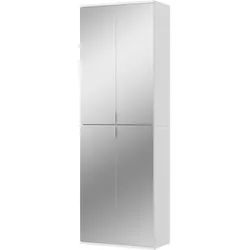 GARDEROBENSCHRANK weiß 61 cm 4-türig, Schuhschrank mit Spiegeltüren, Garderobenmöbel