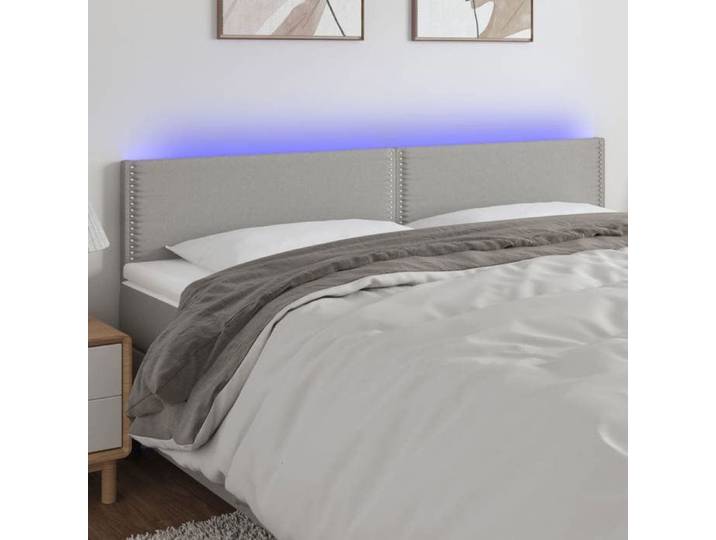Gris Tête de lit à LED Gris clair 180x5x78/88 cm Tissu - Accessoire de lit H3463