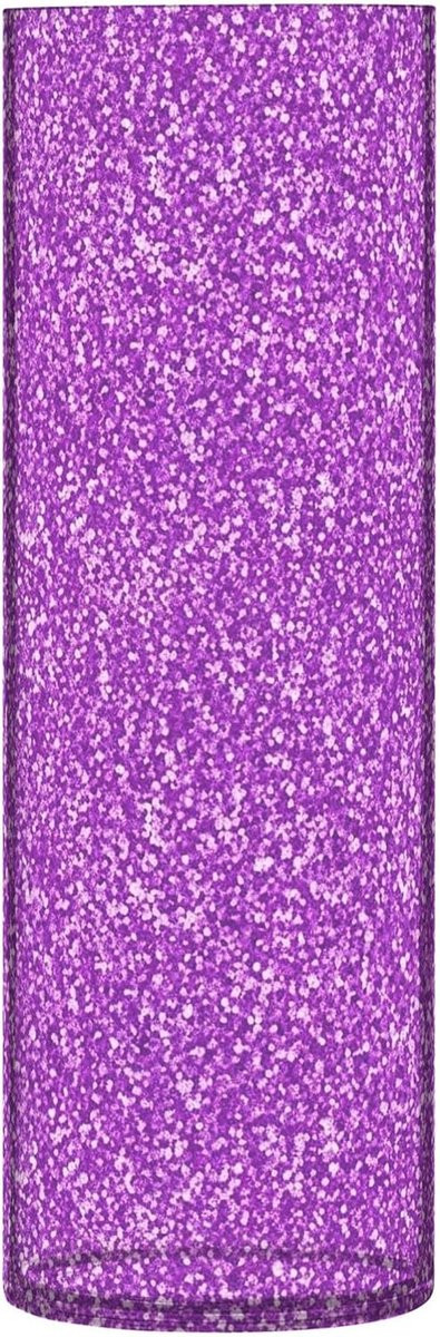 Paarse Glitter Cilinder Vaas - Hoge Ronde Bloemenvaas - Hoogte: 30 cm