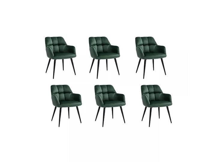 Vente-unique - Stuhl 6erSet Samt Metall PEGA, One Size, Grün