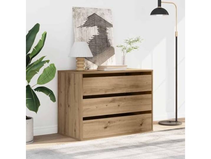 KFPOERTFGD Kommode mit 3 Schubladen in Artisan-Eiche Optik, Aufbewahrungsschrank Sideboard für Schlafzimmer und Wohnzimmer 80x41x58 cm
