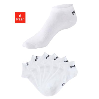 Sneakersocken BENCH. "für Damen und Herren in Baumwollmischung, für Sport und Freizeit", Herren, Gr. 43-46, weiß (6x weiß), Baumwollmischung, elastisch, Socken Sneakersocken, mit klassischem Logoschriftzug, ohne Frottee