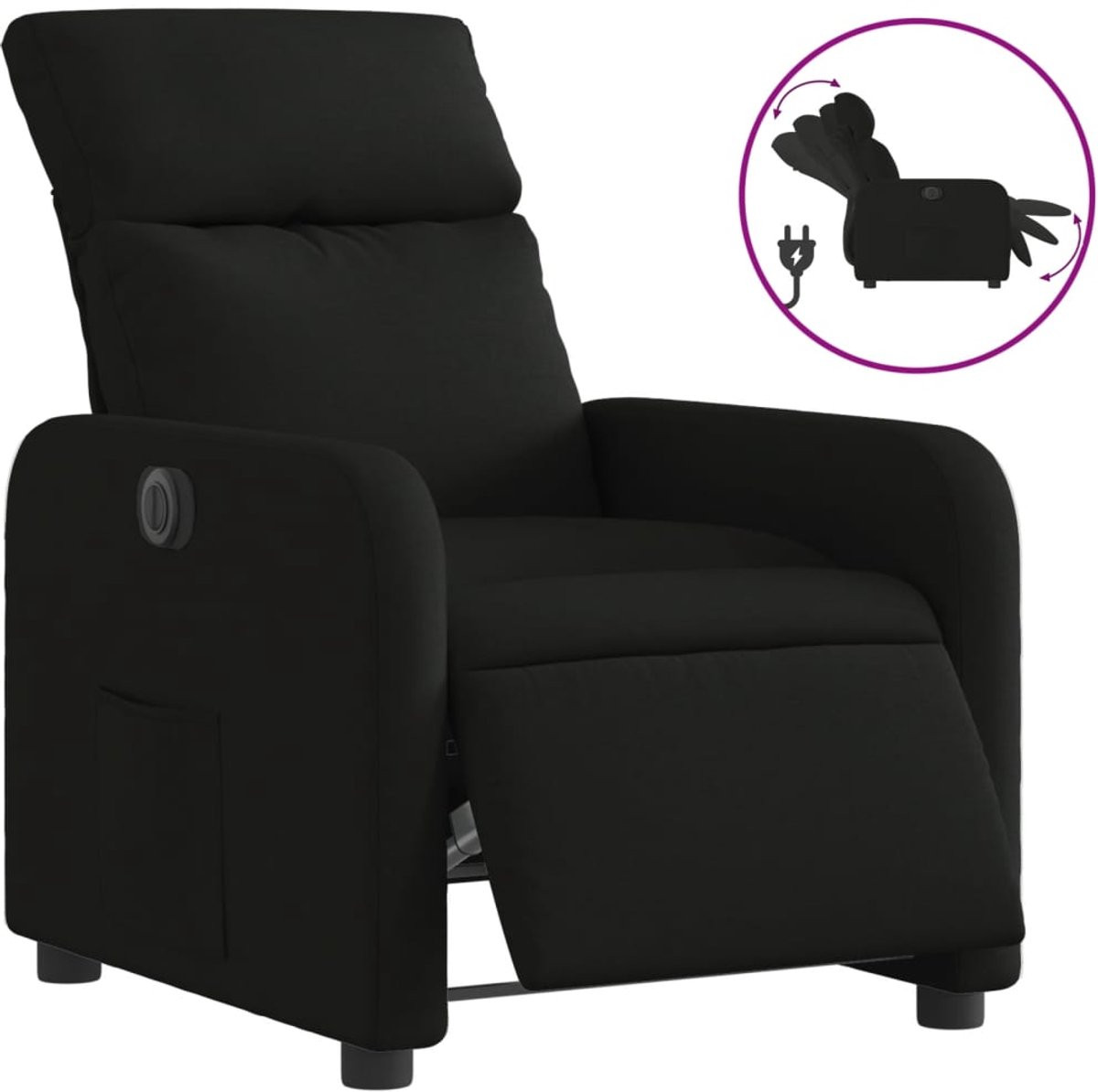 vidaXL Elektrische Relaxfauteuil voor volwassenen - Zwart - Stof