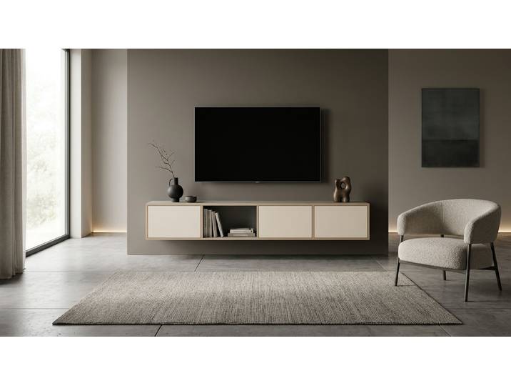 Breites Hängesideboard nach Maß Premium Dekore Grau Multiplex Kante