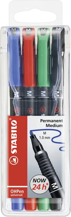 STABILO OHPen Universal Permanent M, 4St Etui