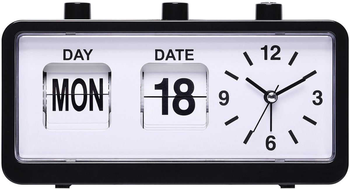 Digitale Flipklok Wekker met Kalender en Datum - Zwart