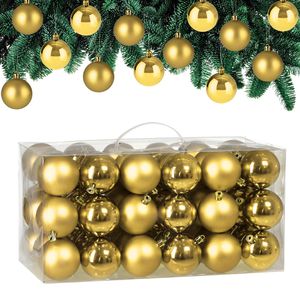 Deuba Weihnachtskugeln 102108, gold, Kunststoff, Set mit 54 Kugeln