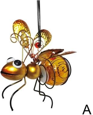 Uplift Treasures Solar Bee Lantern Garden Hanging Light gold
