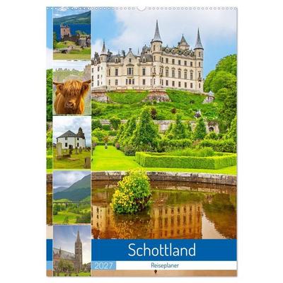 Schottland - Reiseplaner (Wandkalender 2027 DIN A2 hoch), CALVENDO Monatskalender