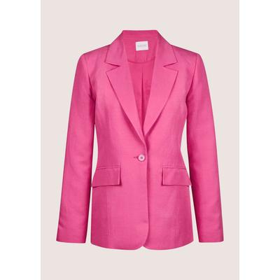 Longblazer MADELEINE "Blazer Longblazer", Damen, Gr. 40, rot (korallenpink), Obermaterial: 52% Viskose CV. 48% Leinen LI., Modern, normal, Blazer Longblazer