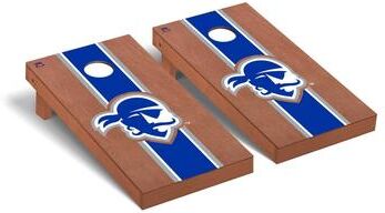 Skip's Garage Seton Hall University Pirates Cornhole Board Set - Rosewood Stained Stripe