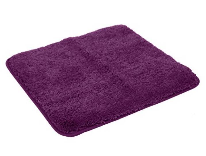 Kinzler J-10003/101 hochwertige Mikrofaser Badematte Uni ohne Ausschnitt 50x55 cm, flusenfrei, pflegeleicht, aubergine