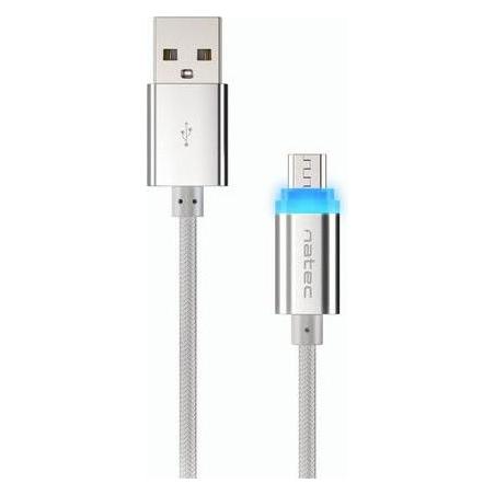 Genesis Natec Prati, USB Micro to Type A Cable 1m, LED, Silver (1 m, USB 2.0) (NKA-1209)