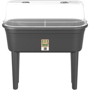 Florus Hochbeet Anzuchttisch Set, Kunststoff, 78 x 37 x 80 cm, 48 Liter, anthrazit, mit Abdeckung