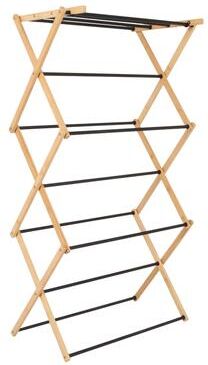 Storied Home "Household Essentials Bamboo Folding Clothes Drying Rack with 13 Coated Dowels - 23.8""L x 14.3""W x 39.5""H"