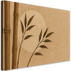 LEINWANDBILD Bambus Blätter Minimalismus Sepia Zen 90x60cm