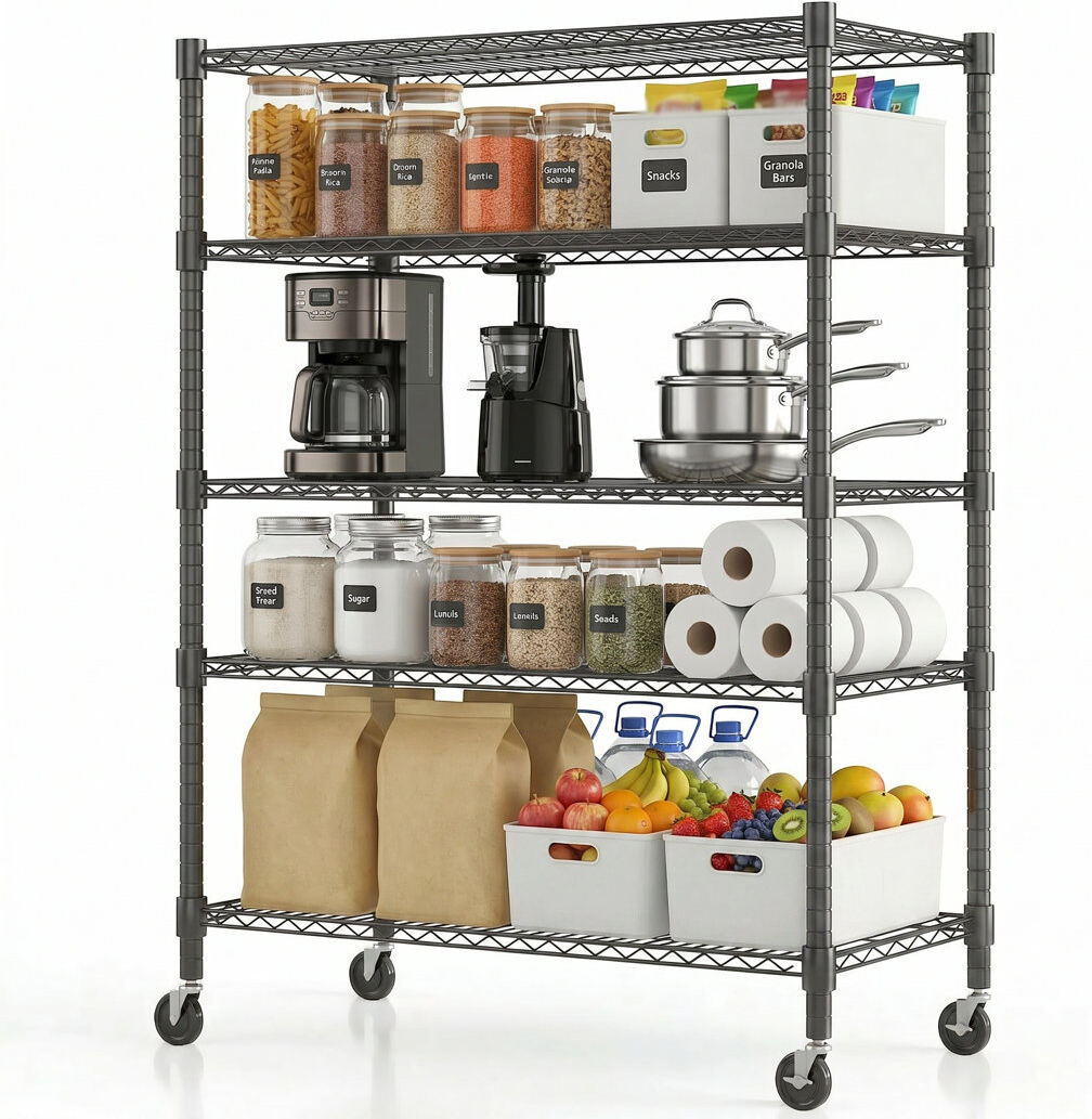 Rio 90 cm W Shelving Unit Black 208cm H x 90cm W x 45cm D
