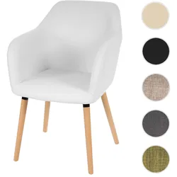 Esszimmerstuhl Malmö T381, Stuhl Küchenstuhl, Retro 50er Jahre Design ~ Kunstleder, weiß, helle Beine